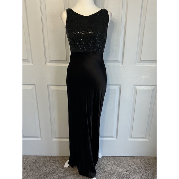 Vtg Y2K 90s Satin Empire Wasit Back Lace Maxi Slip Dress 4-6 Sequin Whimsigoth - Picture 1 of 13